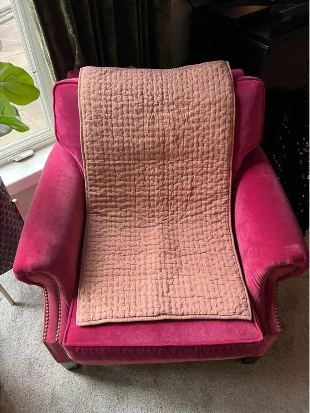 Pottery Barn Pickstitch King Pillow Sham Cotton Linen BRICK GREAT Condition